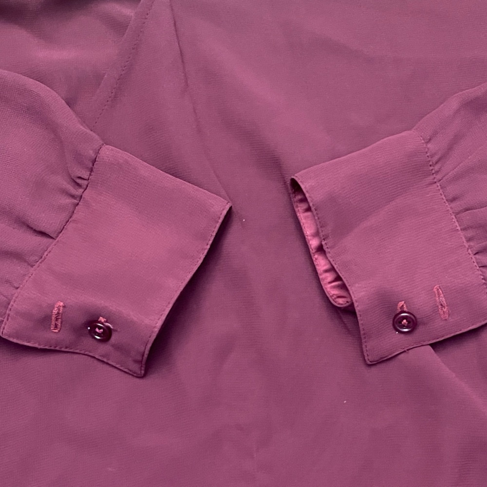 Women's Burgundy Sheer Blouse - Picture 7 of 7